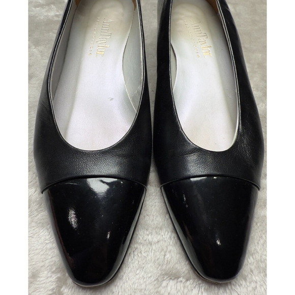 Ann Taylor Vintage Black Leather Cap Toe Kitten Heel Pumps Womens Size 7.5 N 80s - Picture 8 of 8